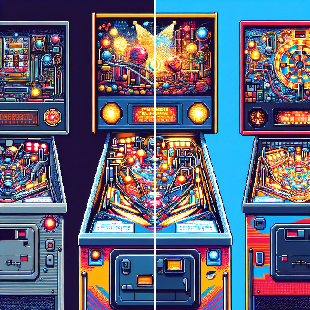 A split image showing a classic physical pinball machine next to its digital recreation.