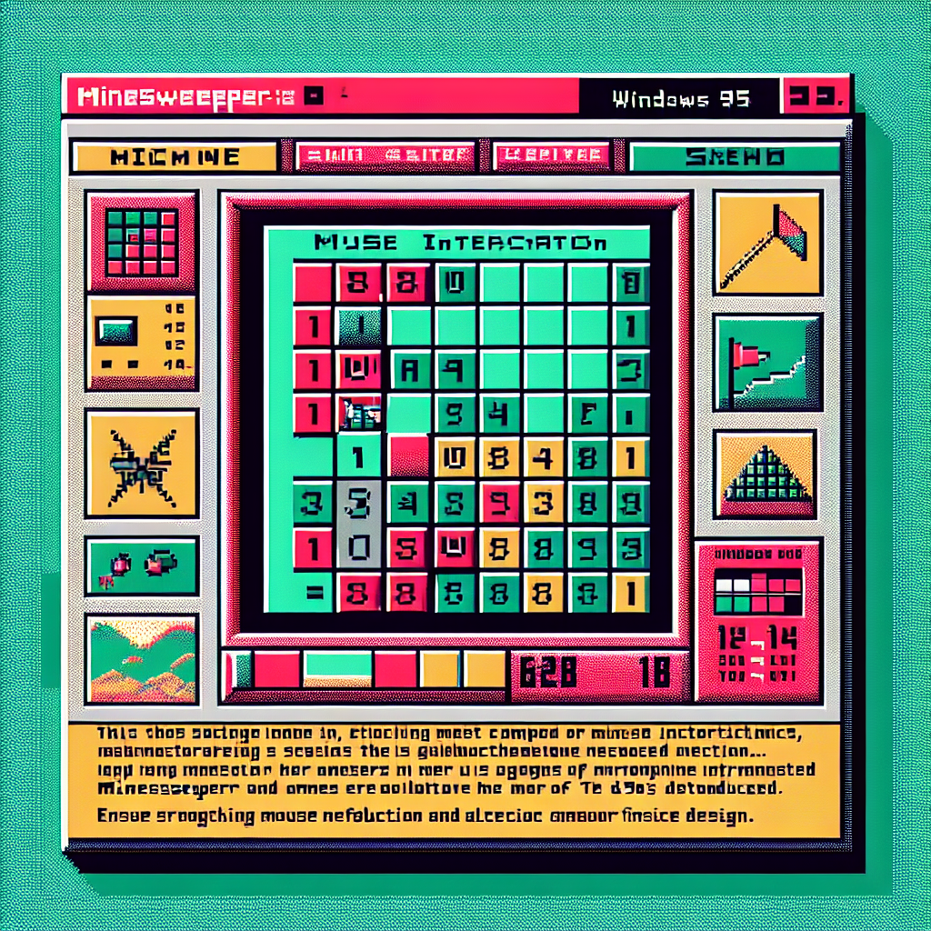 Classic Minesweeper interface highlighting the revolutionary mouse interaction mechanics that taught millions.